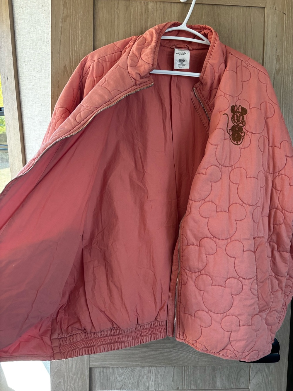 Disney Parks Minnie Mickey Mouse Quilted‎ Jacket Sweater Size L Pink - Picture 4 of 5